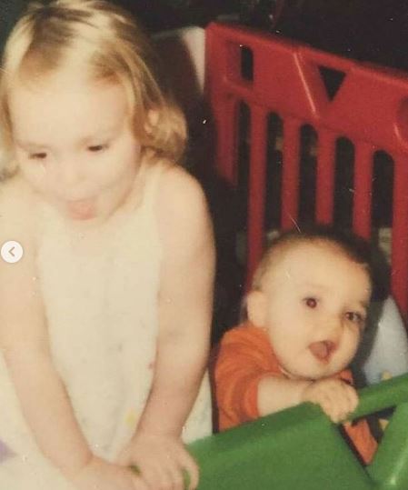 Jackie's childhood photo with sister Lily-Rose Depp